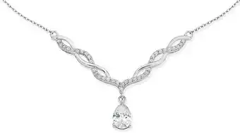 Prouds Silver pear cubic zirconia on cubic zirconia twist necklet offer