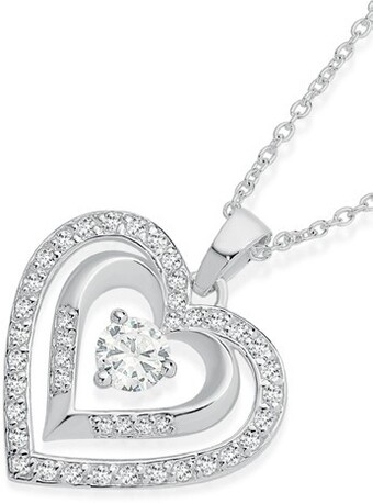 Prouds Sterling silver cubic zirconia heart pendant offer