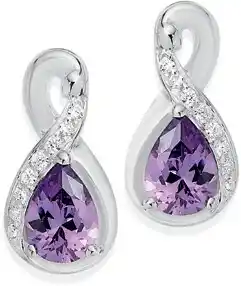 Prouds Sterling silver pear violet cubic zirconia infinity stud earrings offer