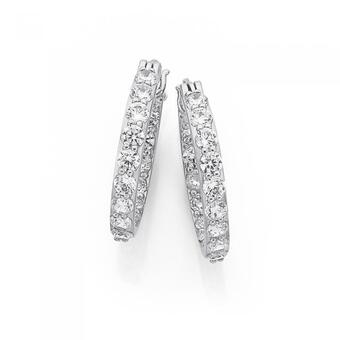 Prouds Sterling silver 20mm cubic zirconia claw inside out hoops offer