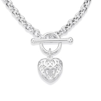 Sterling silver heart fob bracelet