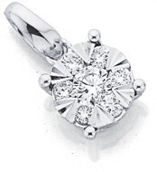 Prouds 9ct white gold diamond cluster pendant offer