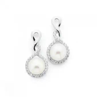 Prouds Sterling silver cultured fresh water pearl infinity earrings offer