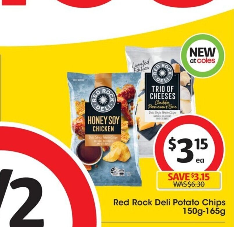 Red Rock Deli Potato Chips 150g165g. offer at Coles