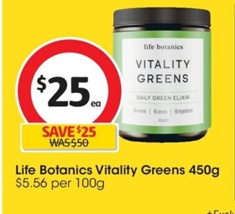 Coles Life Botanics Vitality Greens 450g. offer