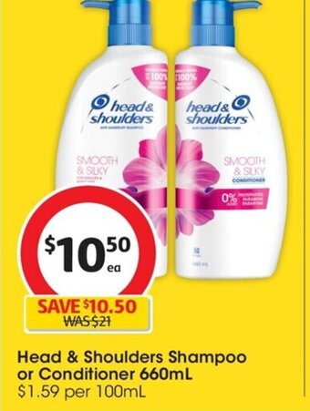 Coles Head & Shoulders Shampoo or Conditioner 660ml. offer