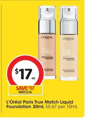 L'Oréal Paris True Match Liquid Foundation 30 ml.