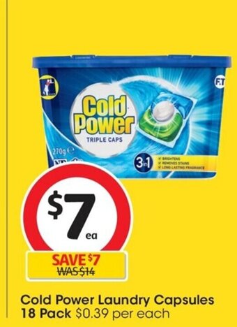 Coles Cold Power Laundry Capsules 18 Pack offer