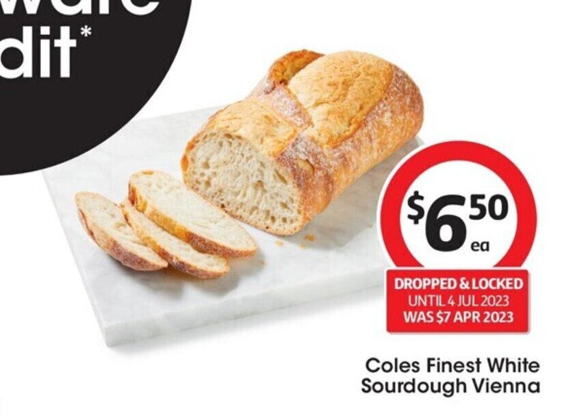 Coles Finest White Sourdough Vienna offer at Coles