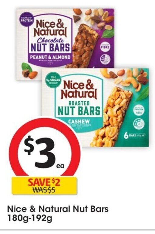 Nice & Natural Nut Bar 180g192g offer at Coles
