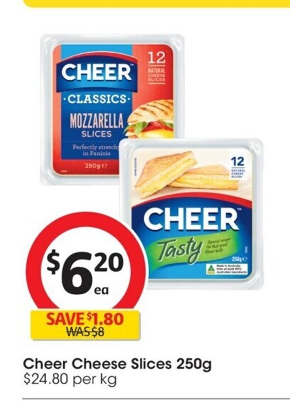 Cheer Cheese Slices 250g offer at Coles