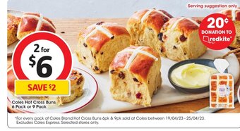 Coles Coles Hot Cross Buns 6 pack or 9 pack offer
