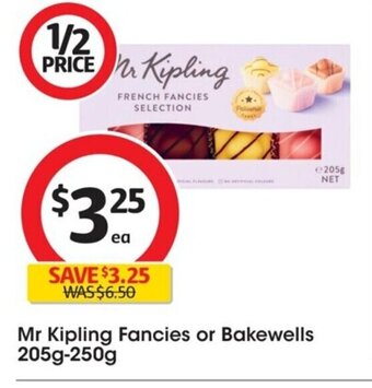 Coles Mr Kipling Fancies or Bakewells 205g-250g offer