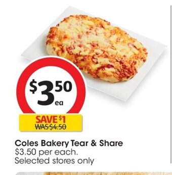 Coles Coles Bakery Tear & Share offer
