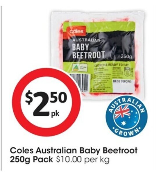 Coles Australian Baby Beetroot 250g Pack offer at Coles