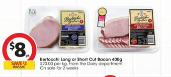 Coles Bertocchi Long or Short Cut Bacon 400g offer