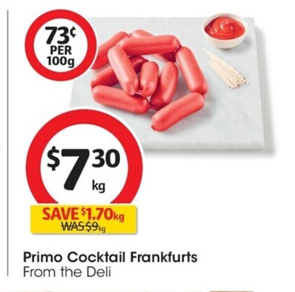 Primo Cocktail Frankfurts offer at Coles