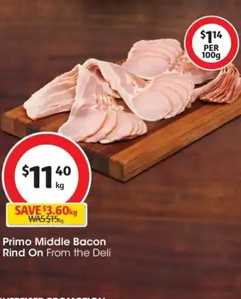 Coles Primo Middle Bacon Rind On offer