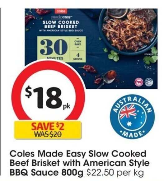 Coles Made Easy Slow Cooked Beef Brisket with American Style BBQ Sauce