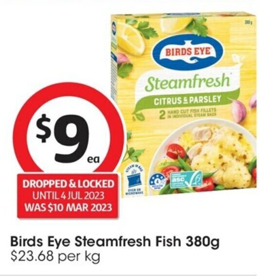 Birds Eye Steamfresh Fish 380g. offer at Coles