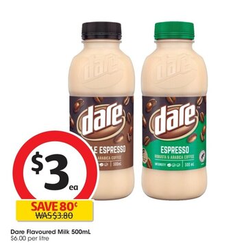 Coles Dare Flavoured Milk 500ml. offer