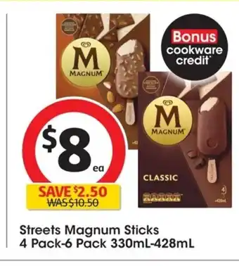 Coles Streets Magnum Sticks 4 Pack-6 Pack 330ml-428ml offer