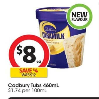 Coles Cadbury Tubs 460ml offer