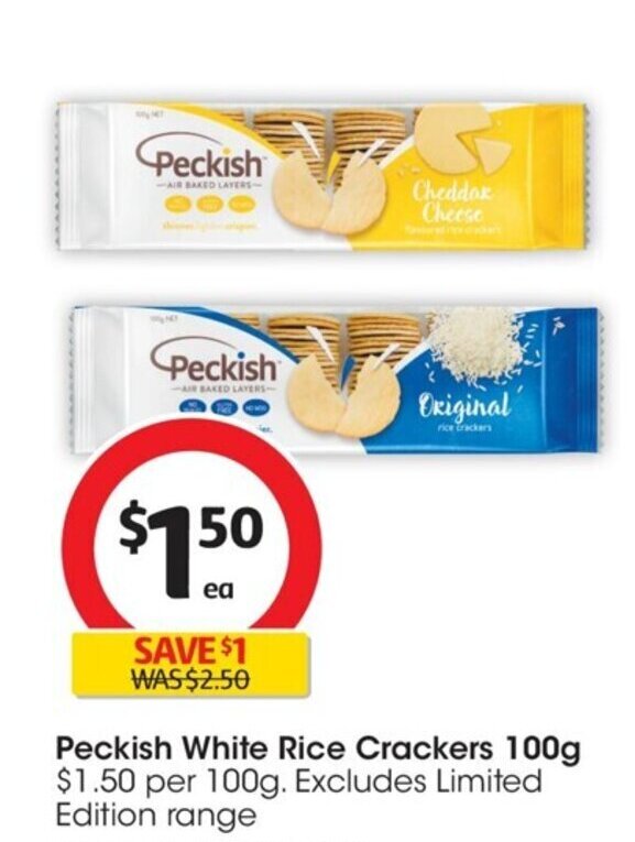 Peckish White Rice Crackers 100g offer at Coles