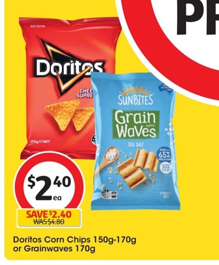 Doritos Corn Chips 150g170g or Grainwaves 170g offer at Coles