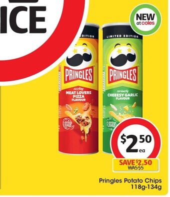 Coles Pringles Potato Chips 118g.-134g offer