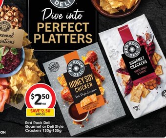 Coles Red Rock Deli Gourmet or Deli Style Crackers 130g-135g offer