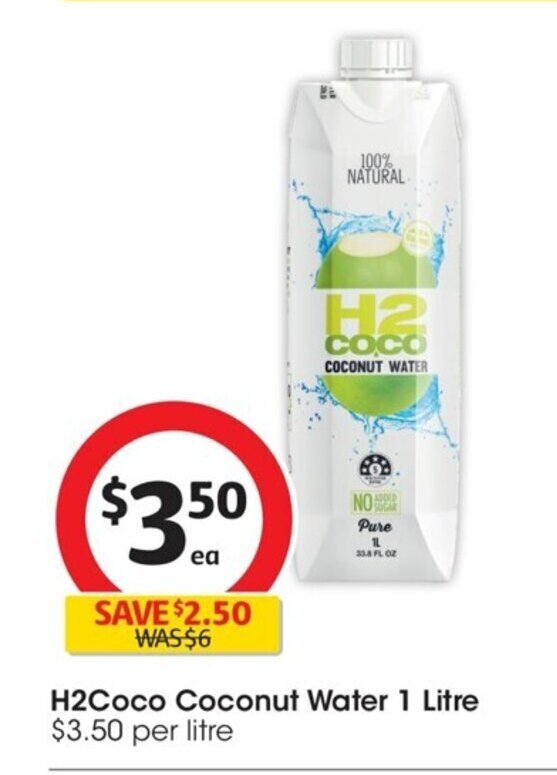 H2 Coco Coconut Water 1 Litre offer at Coles
