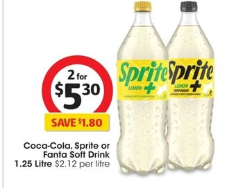 Coles Coca-Cola, Sprite or Fanta Soft Drink 1.25 Litre offer