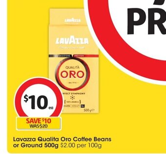 Coles Lavazza Qualita Oro Coffee Beans or Ground 500g offer