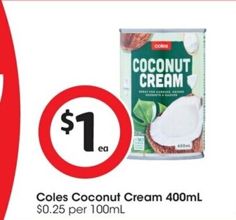 Coles Coles Coconut Cream 400ml offer