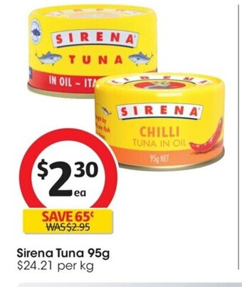 Coles Sirena Tuna 95g offer