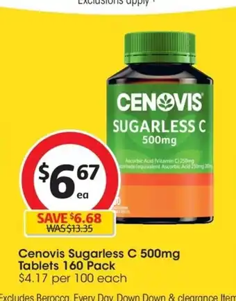 Coles Cenovis Sugarless C 500 mg.Tablets 160 Pack offer