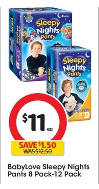 Coles Babylove Sleepy Night Pants 8 Pack-12 Pack offer