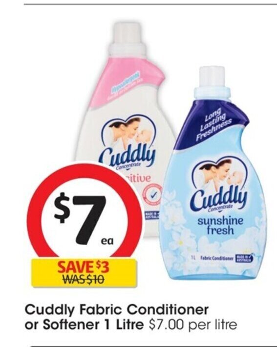 Cuddly Fabric Conditioner or Softener 1 Litre offer at Coles