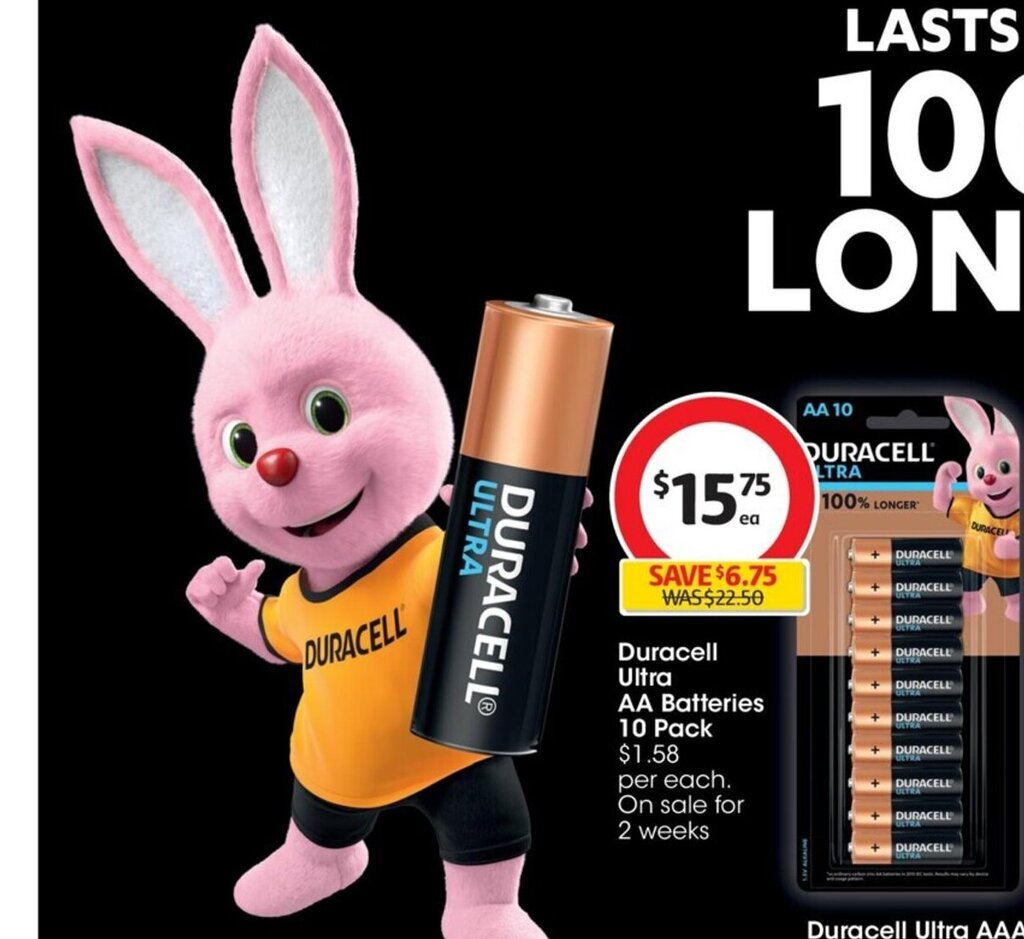 Duracell Ultra AA Batteries 10 pack offer at Coles