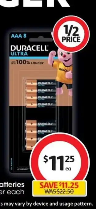 Coles Duracell Ultra AAA Batteries 8 Pack offer