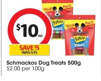 Coles Schmackos Dog Treats 500g offer