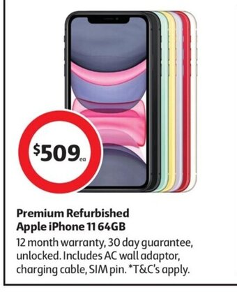 Coles Premium Refurbished Apple iPhone 11 64GB offer