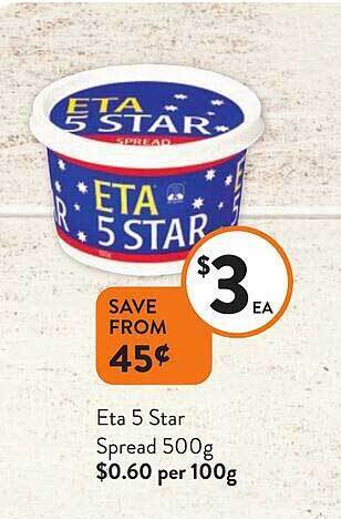 Foodworks Eta 5 star spread offer