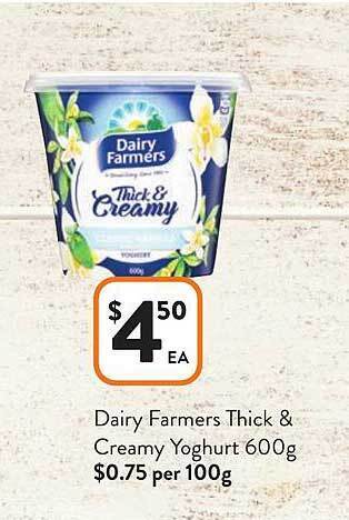 Foodworks Dairy farmers thick & creamy yoghurt offer