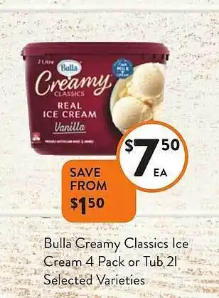 Foodworks Bull creamy classics ice cream offer
