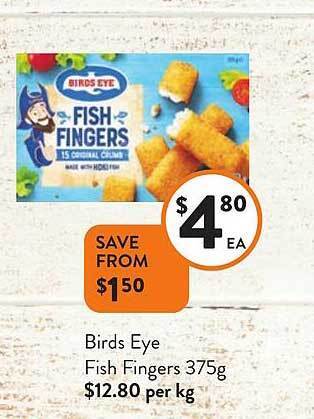 Foodworks Birds eye fish fingers offer