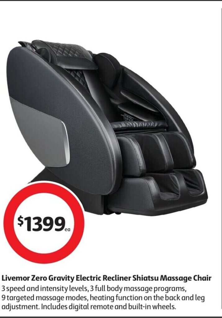 Livemor Zero Gravity Electric Recliner Shiatsu Massage Chair offer at Coles