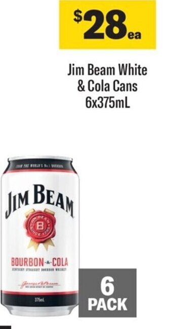 Coles Jim Beam White & Cola Cans 6x375ml offer
