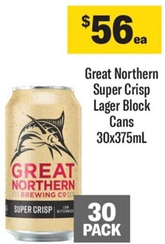 Coles Great Northern Super Crisp Lager Block Cans 30x375ml offer